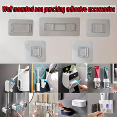 3pcs No Drill Wall Mount Adhesive Hooks for Bathroom Accessories   Perfect for Tissue Boxes  Toilet Brushes  Toothpaste Dispensers & Mop Holders