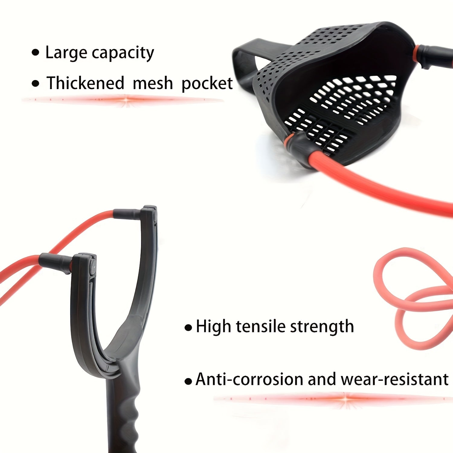 1pc CATAPULT Hunting & Fishing Rubber Launcher   Black Handle with Red Grip  Long Range Shotgun Shooter for Hunting and Fishing  Ideal Father'S Day or Holiday Gift  Perfect for Thanksgiving