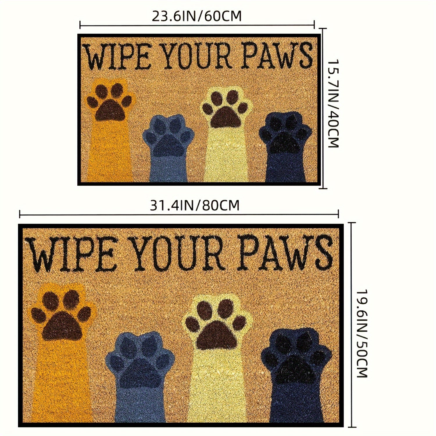 1pc Paw Print Doormat   Non Slip Indoor/ Entrance Mat with "Welcome" Lettering & Paw Prints  Beige/Brown/Blue/Golden/Black  Durable All Season Mat for Front Door  Bathroom  Living Room   Pet Friendly Housewarming Gift for Dog & Cat Owners  Machine Washabl
