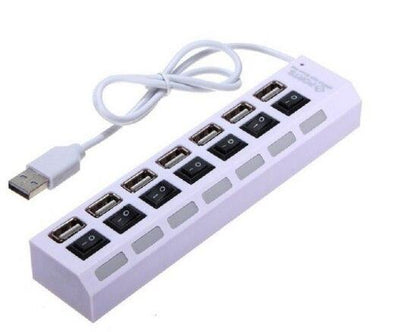 7-Ports LED USB Hub Splitter On/off Switch Adapter