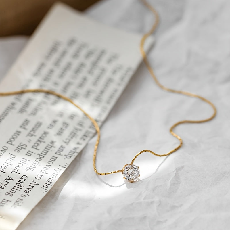1pc Elegant Women'S Necklace with Sparkling Rhinestones   18K Golden Plated  Versatile for Daily Wear & Special Occasions  Perfect Valentine'S Day Gift  All Season Accessory  Daily Wear Jewelry|Elegant Necklace|Zinc Alloy Necklace