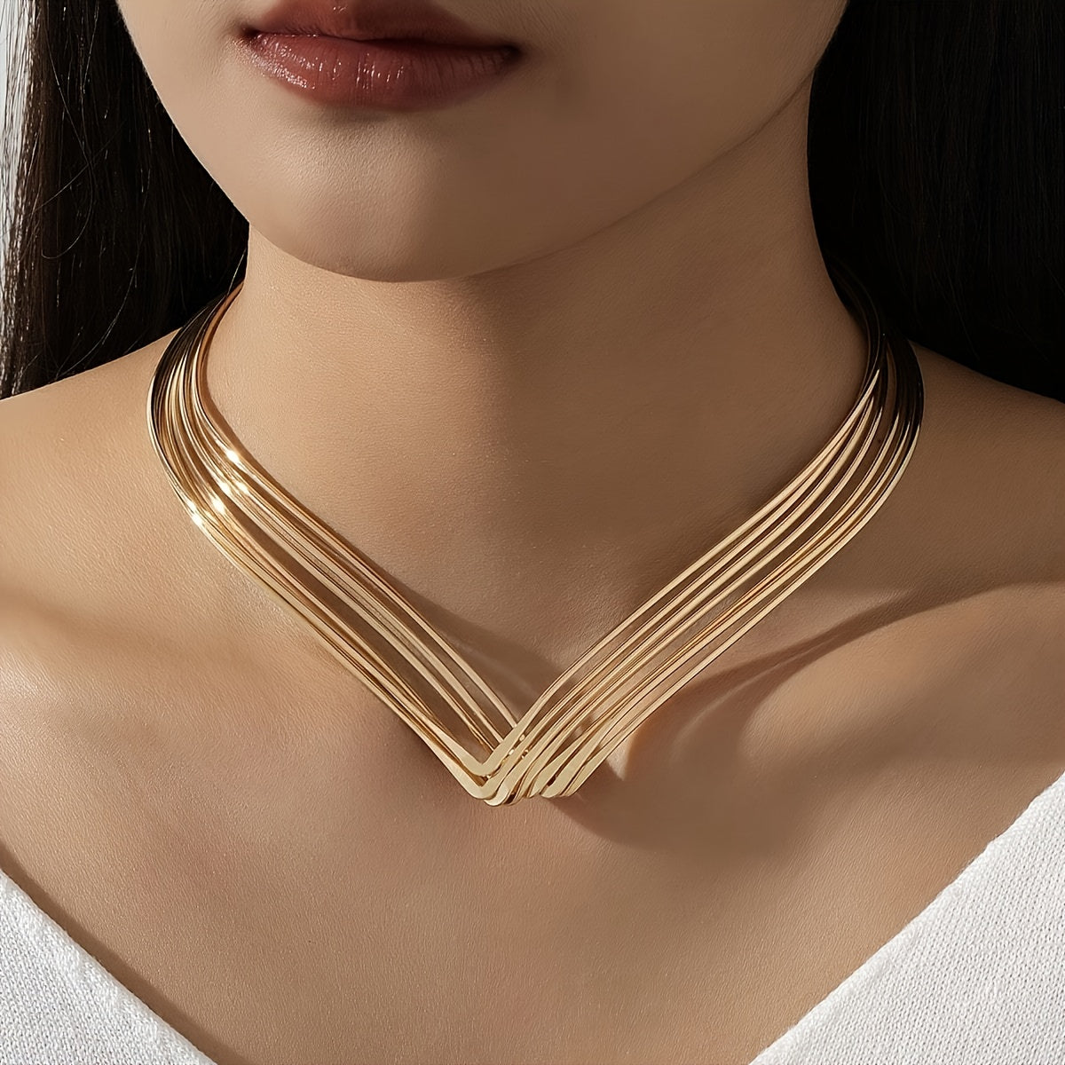 Women'S Bohemian Layered Necklace   Elegant Metallic Chain with Minimalist Lines  Everyday & Party Jewelry for Women  Year Round Versatile Layered Pendant Necklace for Casual Formal Events   Perfect Gift for Birthdays  Anniversaries  Special Occasions  Va