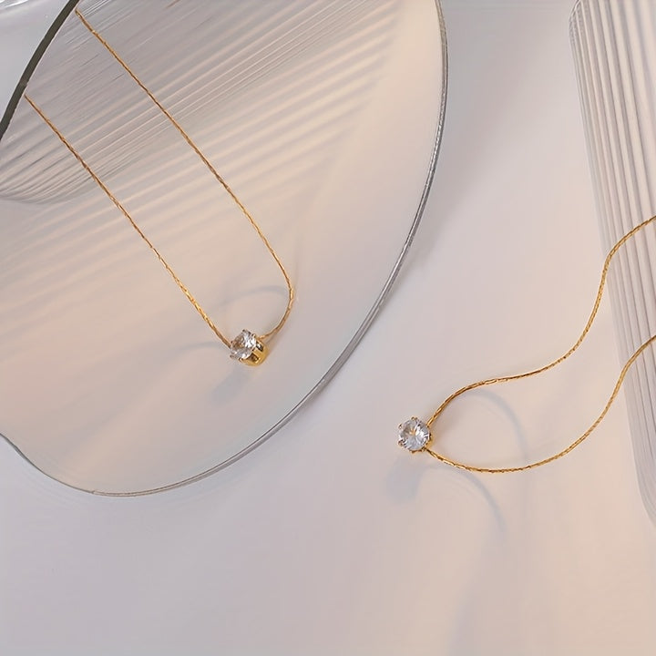1pc Elegant Women'S Necklace with Sparkling Rhinestones   18K Golden Plated  Versatile for Daily Wear & Special Occasions  Perfect Valentine'S Day Gift  All Season Accessory  Daily Wear Jewelry|Elegant Necklace|Zinc Alloy Necklace