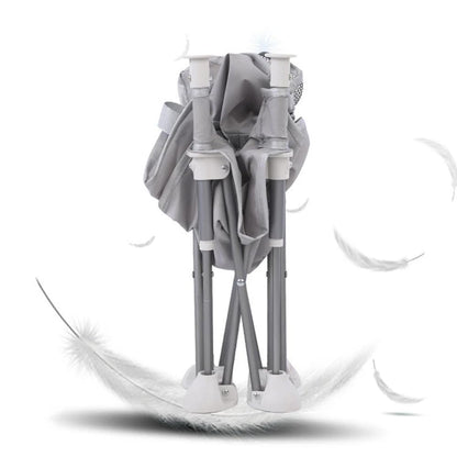 Grey Baby Booster Seat - Portable Pop and Open Design, Tip Free Safety, Infant Folding Feeding Chair with Tray & Travel Bag - Ideal for Indoor/Outdoor Dining, Camping, Beach, Lawn Adventures