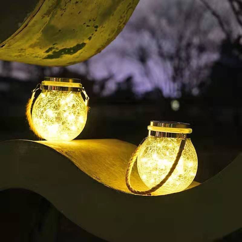 Light Decoration - Hanging Fairy Lights Jar (Solar) Large Size Glass Mason Solar Powered 20 LED 2 meters String Lantern for Outdoor Patio Garden Yard Fence Wedding Table Decoration Lights