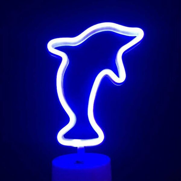 B-23 USB DC Cable Or Battery Operated Flying Dolphin Neon Lamp With Base