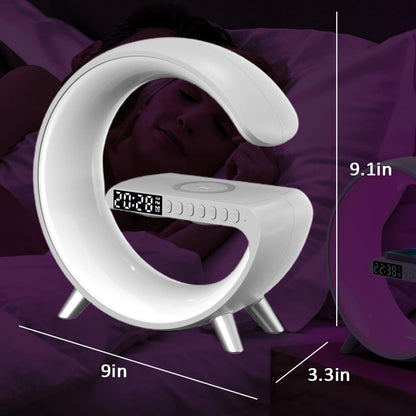 Multifunctional Wireless Charger Alarm Clock Speaker, 2023 Wireless Charger Atmosphere Lamp, Intelligent Bluetooth Speaker Wireless Mobile Phone Charger LED Lamp