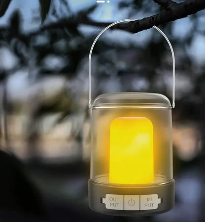 Outdoor Multifunctional Camping Light with USB Charging, Stepless Dimming Tent Light, Flame Lamp, Home Portable Camping Mood Light