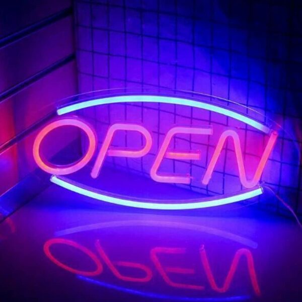 C-2 USB Powered Open Sign Neon Lamp with Back Plate + On Off Switch