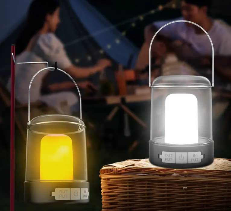 Outdoor Multifunctional Camping Light with USB Charging, Stepless Dimming Tent Light, Flame Lamp, Home Portable Camping Mood Light