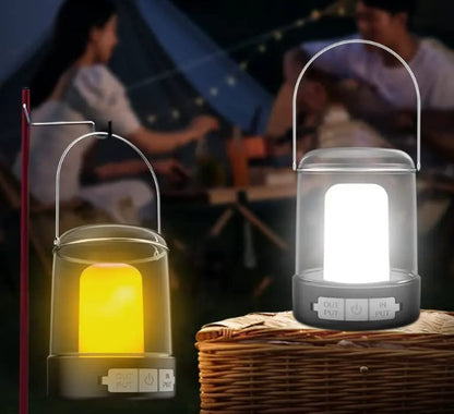 Outdoor Multifunctional Camping Light with USB Charging, Stepless Dimming Tent Light, Flame Lamp, Home Portable Camping Mood Light