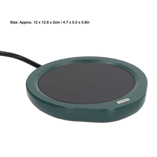 Rechargeable Mug Warmer, Power Saving Coffee Mug Warmer ABS Material EU Plug 220V Automatic Power Off Protection for Coffee for Office (Green)