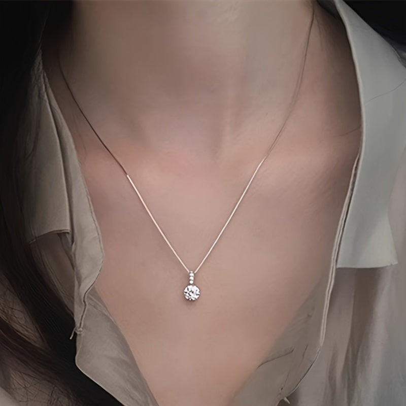 1pc Elegant Synthetic Zirconia Teardrop Pendant Necklace   Sparkling Clavicle Chain Jewelry for Women  Perfect for Valentine'S Day  Anniversaries  Birthdays & Parties  Daily Wear Necklace | Sparkling Pendant | Zirconia Gemstone