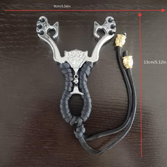 4pcs High Performance Slingshot Launcher Set with Quick Press Rubber Bands   Heavy Duty & Ultra Portable with Ergonomic Grip  Safety Lock & Wrist Strap   Ideal for Outdoor Shooting  Fishing  Camping  Hiking   Perfect Gift for Adults (Black)   Ideal for Ch