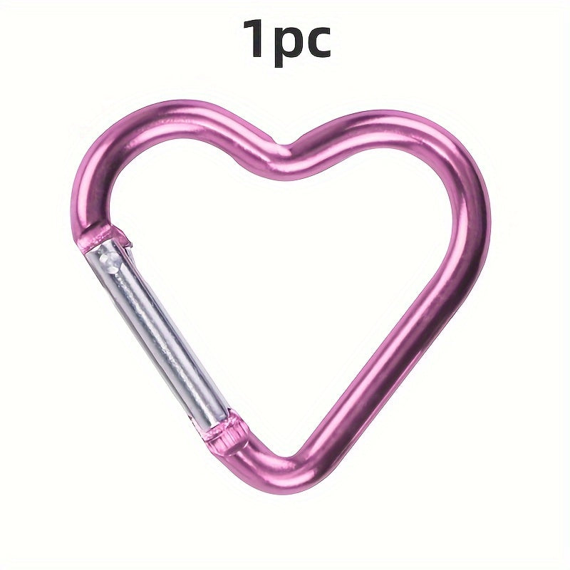 1pc/5pcs Heart Shaped Spring Hook Keychain  Aluminum Alloy  Pink  for Outdoor  Backpack  Daily Wear