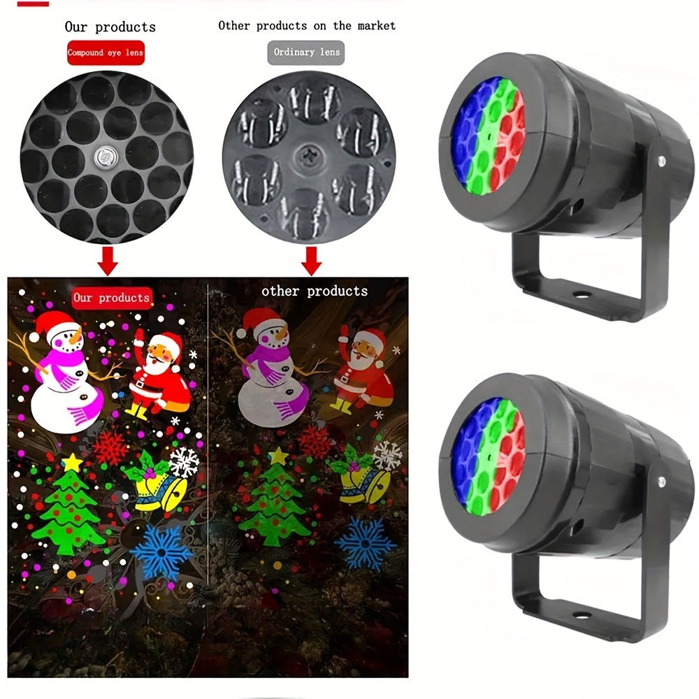 VVIA USB Powered Christmas Projector Lights with Snowman  Snowflake LED Fairy Landscape Spotlights   Adjustable Brightness  Remote Control  Geometric Patterns for Indoor/Outdoor Holiday Decor  Xmas  New Year'S  Weddings & Parties  Christmas Decorations  F