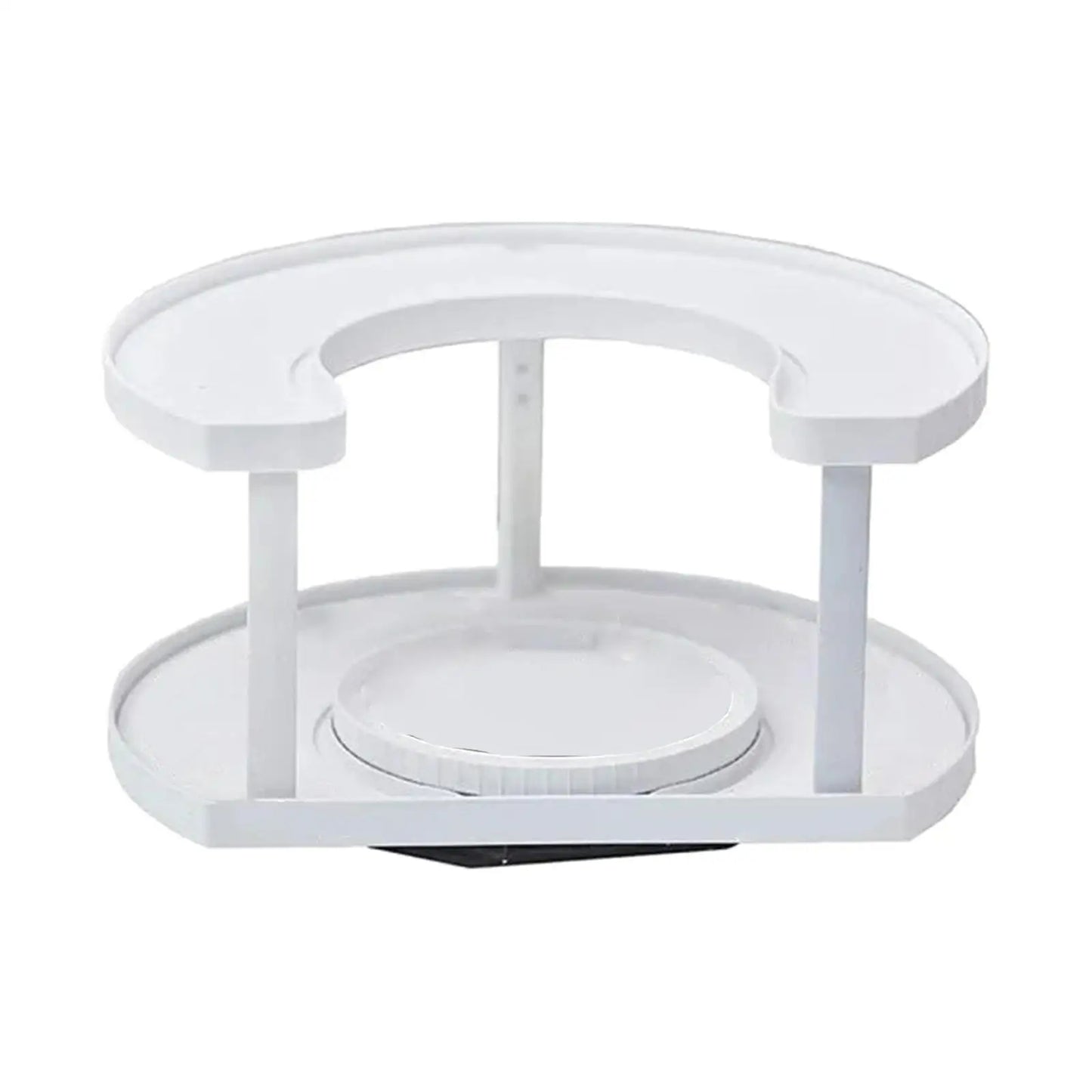 360 Degree Rotating Spice Rack Turntable Non Skid Save Space 2 Tiers Condiments Storage Rack for Kitchen Cupboard Makeup Vanity