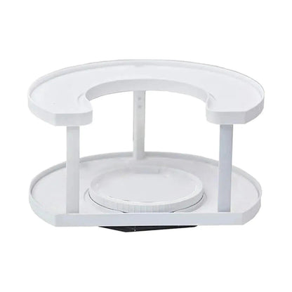 360 Degree Rotating Spice Rack Turntable Non Skid Save Space 2 Tiers Condiments Storage Rack for Kitchen Cupboard Makeup Vanity