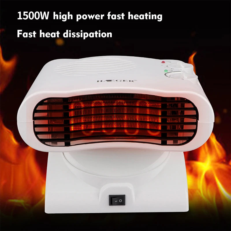 1500W Portable Electric Heater Miniature Head-shaking Mute Household Electric Heating Fan Desktop Electricity Saving Heater