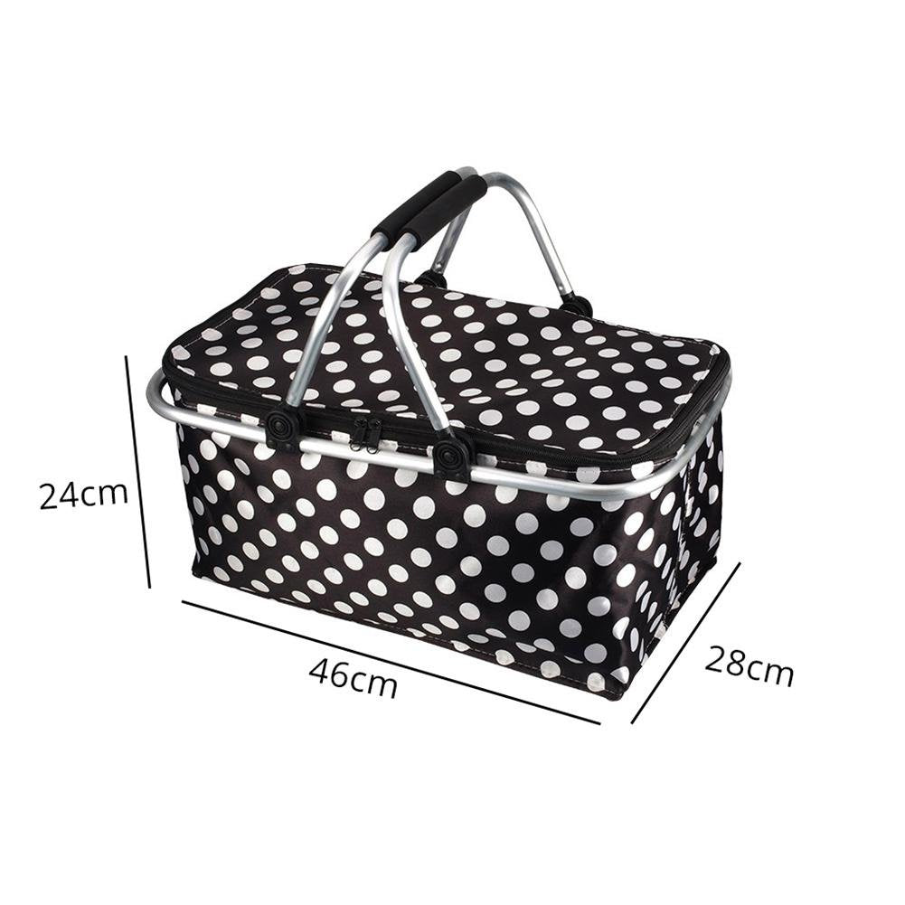 Insulated Foldable Picnic Basket 30L Insulated Bag Folding Basket with Aluminum Handle Portable Fresh-keeping Bag Beer Lunch Home Use