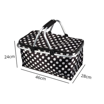 Insulated Foldable Picnic Basket 30L Insulated Bag Folding Basket with Aluminum Handle Portable Fresh-keeping Bag Beer Lunch Home Use