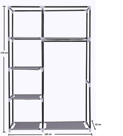 Collapsible Organizer Storage for Clothes Cupboard Closet with 5 Cabinets & 1 Long Shelves Foldable Portable Non-Woven Fabric Wardrobe for Home Bedroom