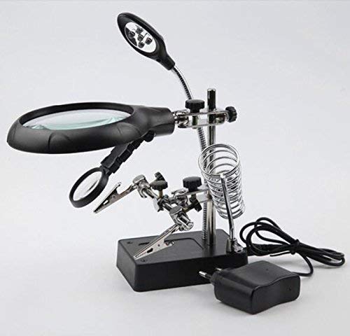 LED lamp 90mm Glass Mirror 3 Lens Repair Special Desktop Magnifying Glass Tools