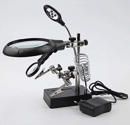 LED lamp 90mm Glass Mirror 3 Lens Repair Special Desktop Magnifying Glass Tools