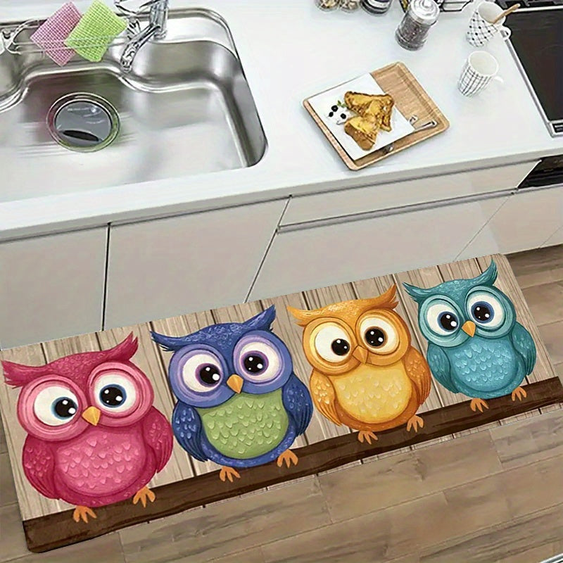 1Pc Of Cartoon Owl Pattern Long Strip Mat Flannel