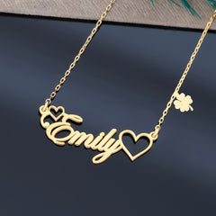 Custom Heart and Name Necklace  Elegant 18K Golden plated Plated 201 Stainless Steel Pendant Durable  Waterproof  Personalized Name Tag  Ideal Gift for Valentine's Day  Mother's Day  Father's Day  Birthdays  and Special Occasions  for Teenager