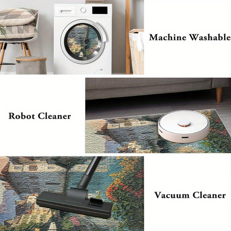 1Pc Vintage Parisian Eiffel Tower Welcome Mat Durable Polyester