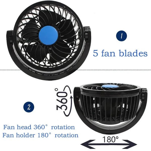 HX-T201 Dual Head Car Cigarette Lighter Fan 4.5″