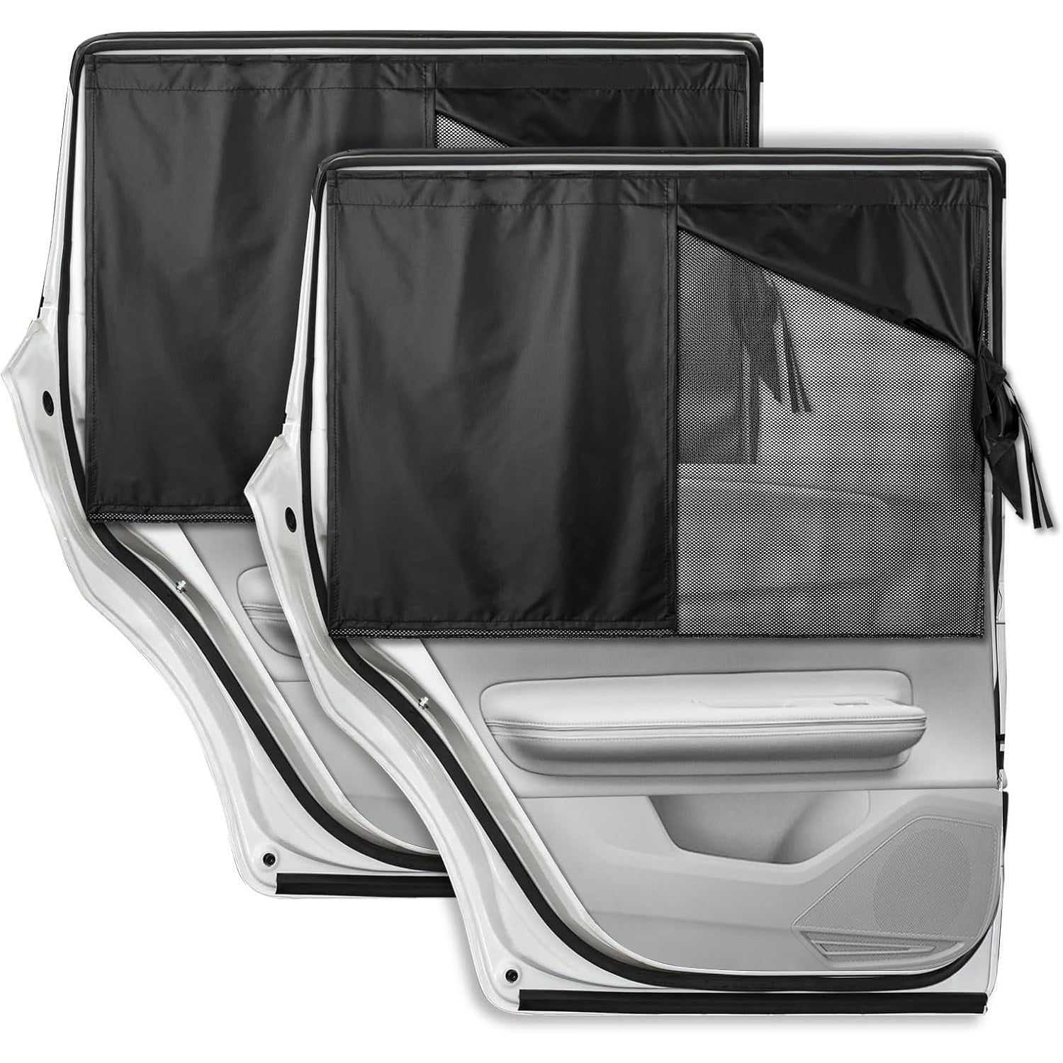 2pcs Black Car Window Shades   UV Blocking  Heat Insulating  Magnetic Privacy Curtains for Side Windows  Ideal for Camping & Outdoor Adventures  Camping Essentials | Star Pattern Design | Nonwoven Fabric