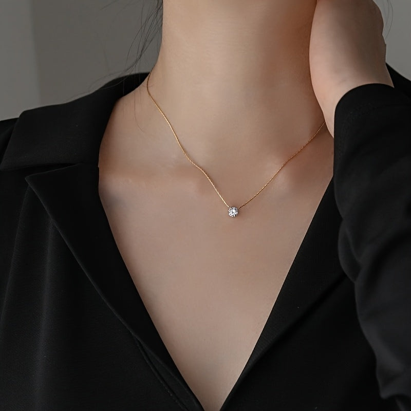 1pc Elegant Women'S Necklace with Sparkling Rhinestones   18K Golden Plated  Versatile for Daily Wear & Special Occasions  Perfect Valentine'S Day Gift  All Season Accessory  Daily Wear Jewelry|Elegant Necklace|Zinc Alloy Necklace
