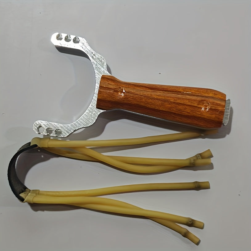 Professional Outdoor Hunting Y Shaped Slingshot with Orange Rubber Bands   Durable Aluminum Alloy  Perfect for Adventurers  Hunters  and Fishing Enthusiasts