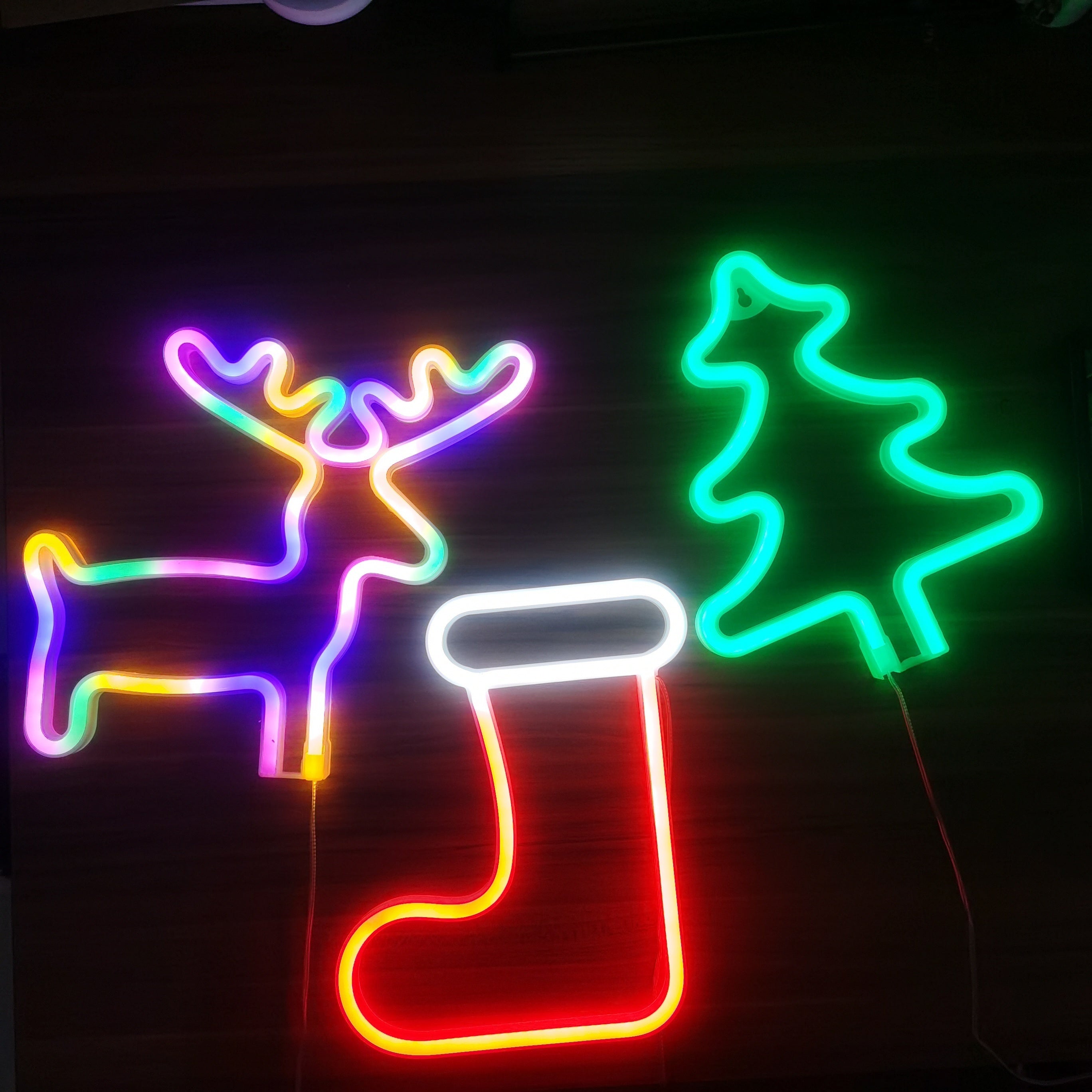 Christmas Neon Sign LED Night Light  Christmas Tree Reindeer Christmas Stocking Shaped Light  Battery/USB Powered  Christmas Neon Light for Christmas Room Decoration  Christmas Gift (Batteries Not Included)  Christmas Decorations For Home