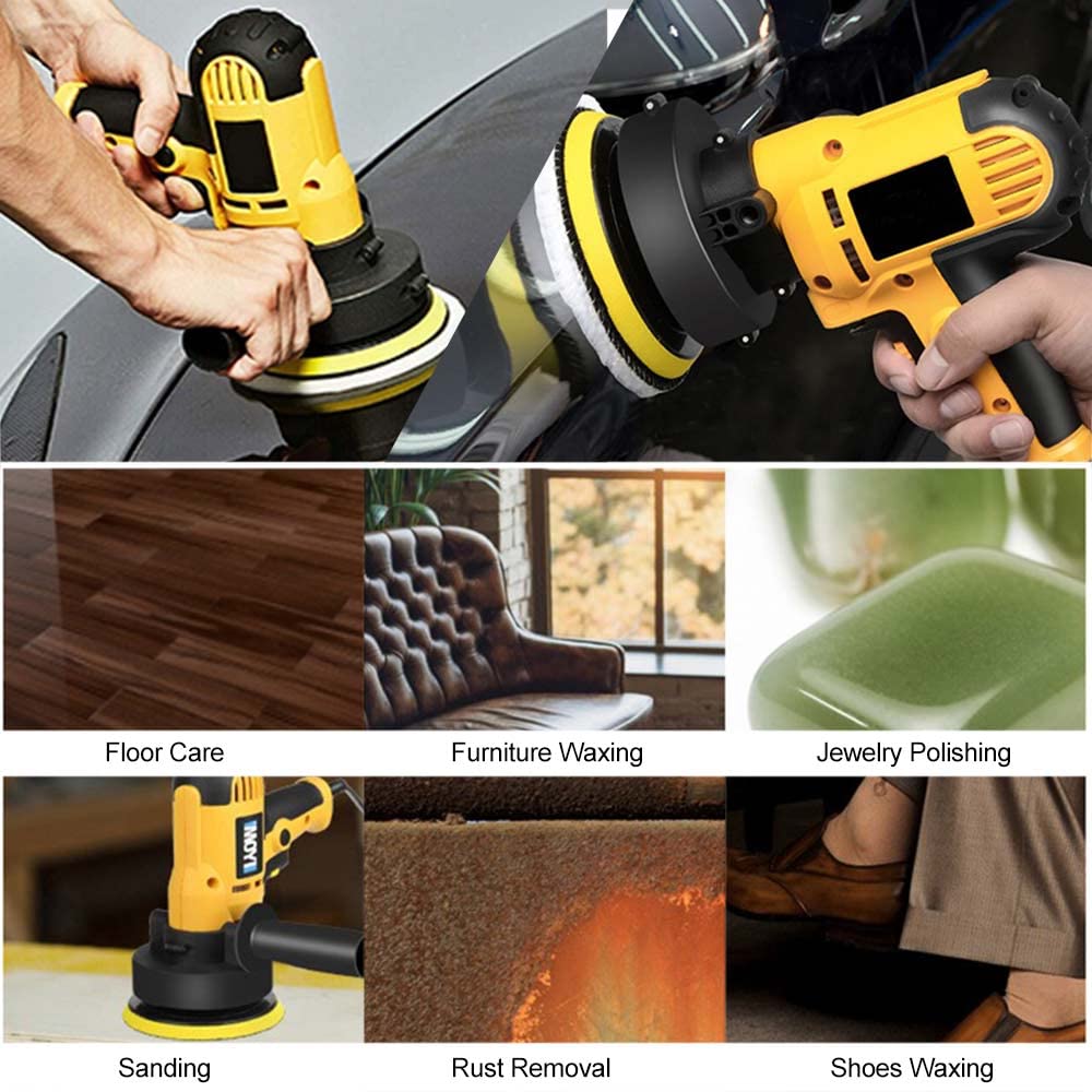PXIN 5'' Rotary Car Polisher Buffer Waxing Machine Variable Speed Polish Towel Pad Kit