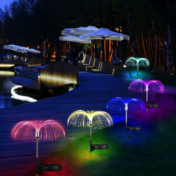 FA-LC30 Solar Powered Multicolor Jellyfish Fiber Starburst Light 2PC