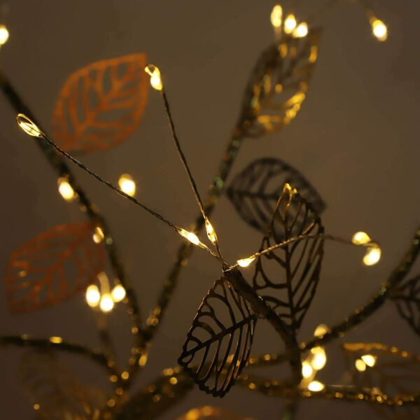 D-3 72 LED Golden Leaves Tree Table Lamp With Base DC USB /Battery Operated