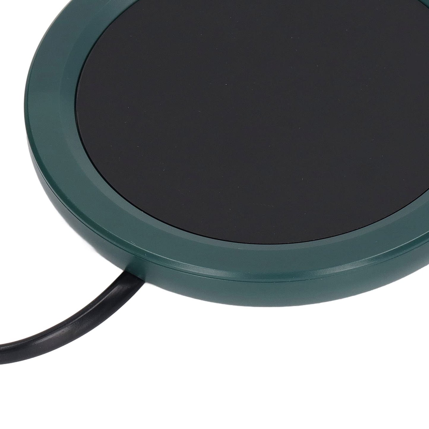 Rechargeable Mug Warmer, Power Saving Coffee Mug Warmer ABS Material EU Plug 220V Automatic Power Off Protection for Coffee for Office (Green)