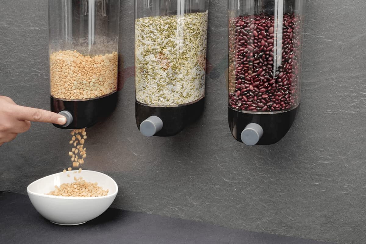 Push Button Wall Mount Container, Save More Space on Kitchen Counter, Table, Drawer, Desk, Cupboard,Kitchen Storage Containers Air Tight, Transparent, Wall Mount