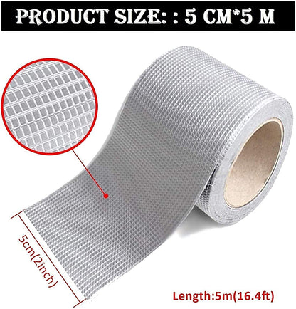 Leakage Repair Waterproof Tape For Pipe Leakage Roof Water Tape Leakage Solution Aluminium Foil Waterproof Adhesive Sealing Butyl Rubber Tape Surface Crack, Pipe Rupture (Silver)
