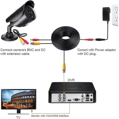 20M BNC Cable Video + DC Power CCTV Cable