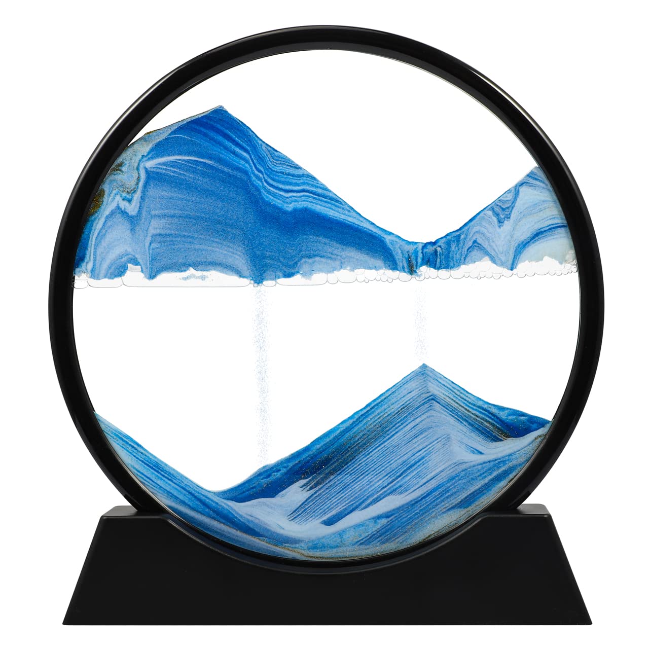 Dynamic Sand Art Picture 10 Inch Large Round Glass Moving Sand 3D Liquid Sand Frame Sand Landscape Art Desktop Decoration for Home Office