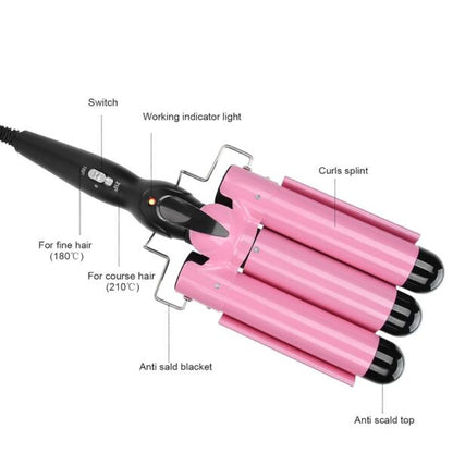 Aorlis AO-50026 Three Barrels Professional Egg Roll Curling Iron