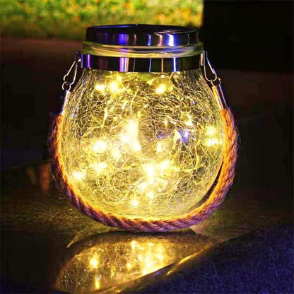 Light Decoration - Hanging Fairy Lights Jar (Solar) Large Size Glass Mason Solar Powered 20 LED 2 meters String Lantern for Outdoor Patio Garden Yard Fence Wedding Table Decoration Lights