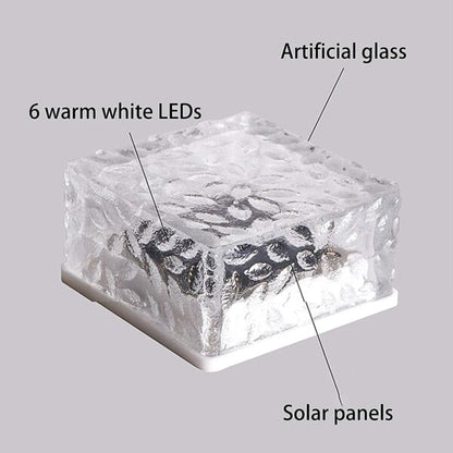 FA-LC57A Solar Powered Ice Bricks Garden Light Warm White 2pcs