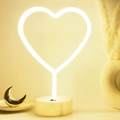 B-2 USB DC Cable Or Battery Operated Heart Neon Lamp With Base