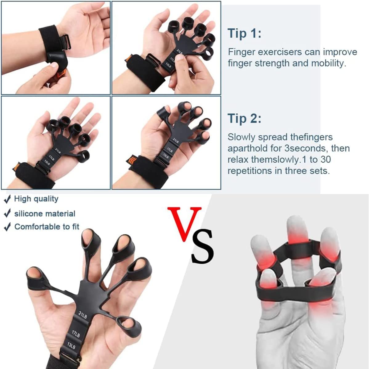 New Finger Grip Strengthener Hand forearm Exerciser Finger stretcher Trainer Hand Therapy