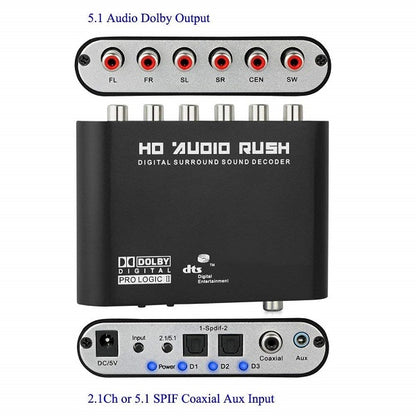 XF0102 HD Audio Rush, Digital Sound Decoder Converter 5.1 Channel